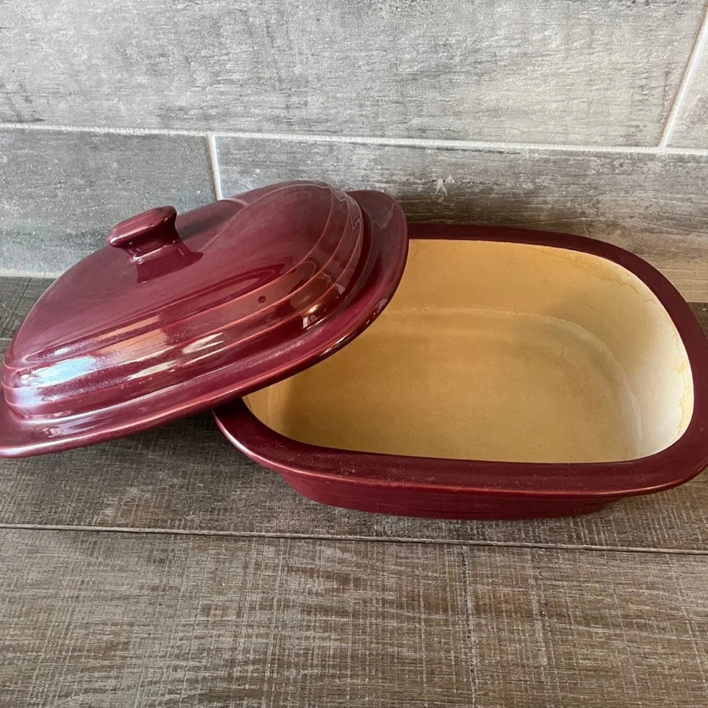 Pampered Chef 3.1Qt 3L Cranberry Covered Baker Roaster Dutch Oven St…
